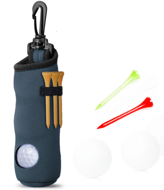 neoprene golf ball holder pouch with hook and tees