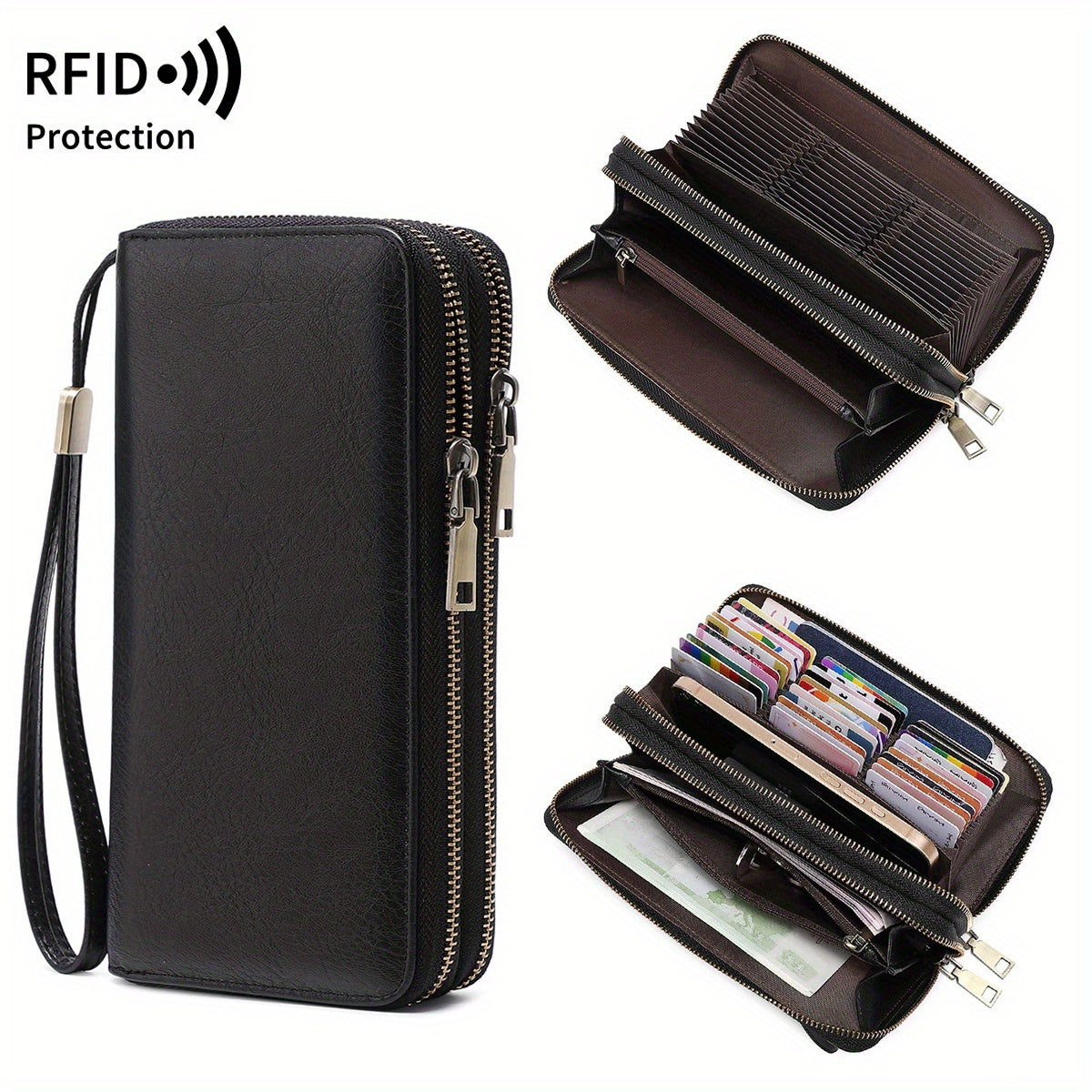 Retro Large Capacity Wallet with RFID Blocking